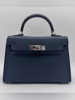 19CM Classic Epsom Leather Top Handle Mini Bag - Navy